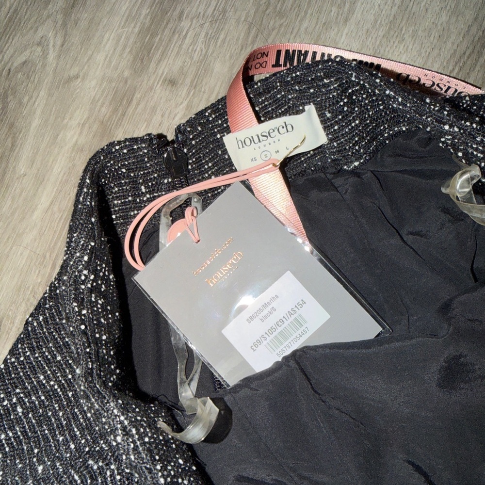 House of CB MARTHA Black Sparkle Draped Mini Skirt - Picture 6 of 11